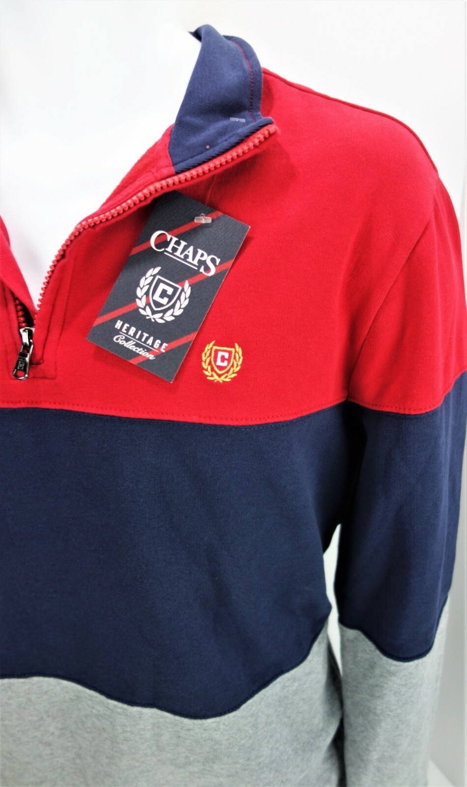 XL Chaps RL 1/4 Zip  Pullover Striped Sweatshirt Heritage Collection Embroidered image 4