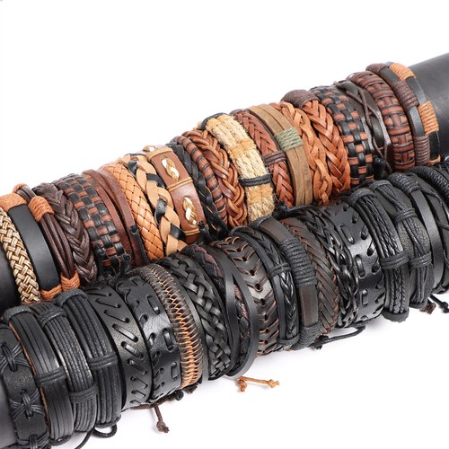 10/20/30/50/100 piezas/lote pulseras de cuero para mujeres hombres brazalete estilo mezcla - Imagen 13 de 26