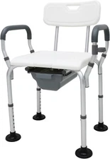 3-in-1 Adjustable Height Sturdy Bedside Commode, Shower Chair with Backrest ...