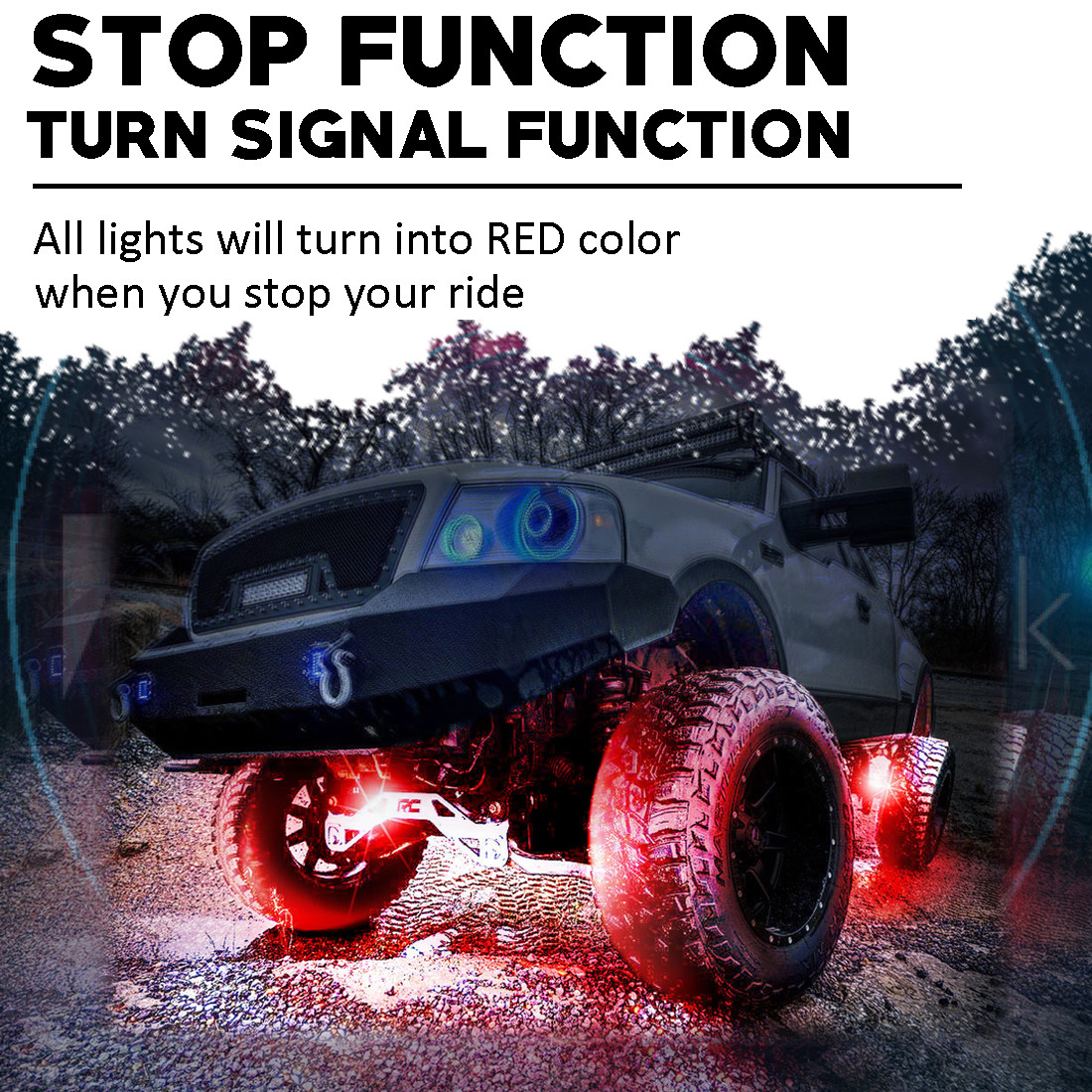 8pcs RGB LED Rock Lights Kit Underbody Neon Light Pods Bluetooth - Foto 12