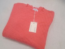 Gant Rugger Cotton Blend Diamond Pattern Crewneck Sweater NWT Small 155 Coral