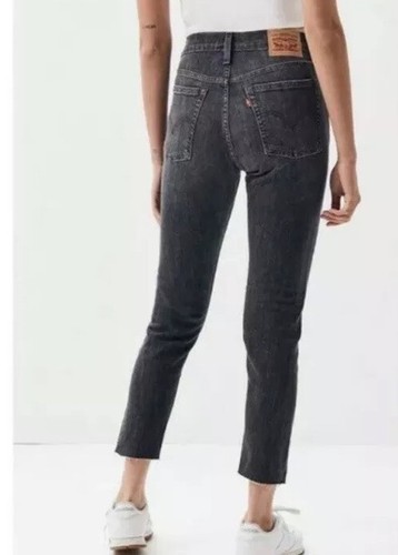 Levi’s Wedgie Skinny Fit High Rise Button Fly Ankle Jeans Gray Raw Hem Size 24 - 第 3/9 張圖片