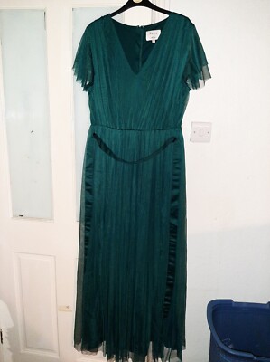 Anaya with Love Forest Green Maxi Dress Size 18 bnwot Chiffon Overlay  Bridesmaid | eBay