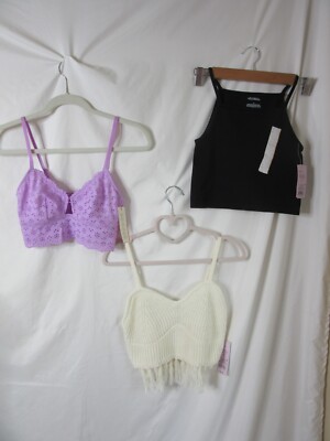 Colsie & Wild Fable Lot of 3 Babydoll Cami Bralette Tops Black Size Small NWT