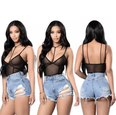 Babydoll Dessous Body Unterwäsche schwarz sexy Damen transparent Nachtwäsche