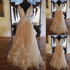 Bohemian Long Sleeves Light Champagne Wedding Dresses Lace Appliques Bridal Gown