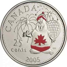 2005 CANADA DAY - COLOURED -  25 CENTS - BEAVER