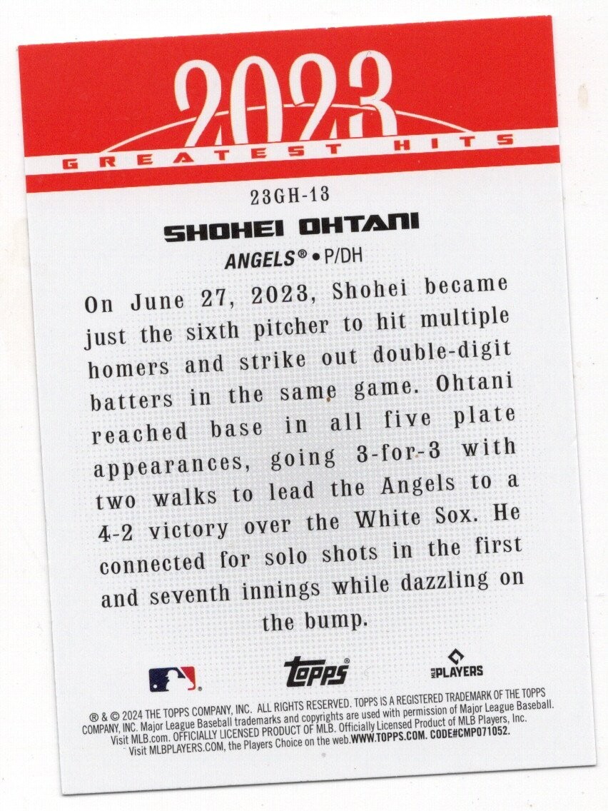 2024 TOPPS SERIES 1 2023 2 HR & 10 SO SHOHEI OHTANI #13 | eBay 2024 TOPPS SERIES 1 2023 2 HR & 10 SO SHOHEI OHTANI #13 | eBay