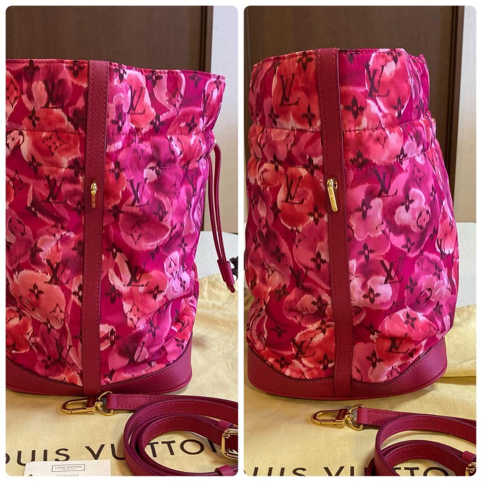 Auténtico bolso bidireccional LOUIS VUITTON Noefle MM Ikat flor rosa nailon M94312 casi sin usar Foto 3 de 4