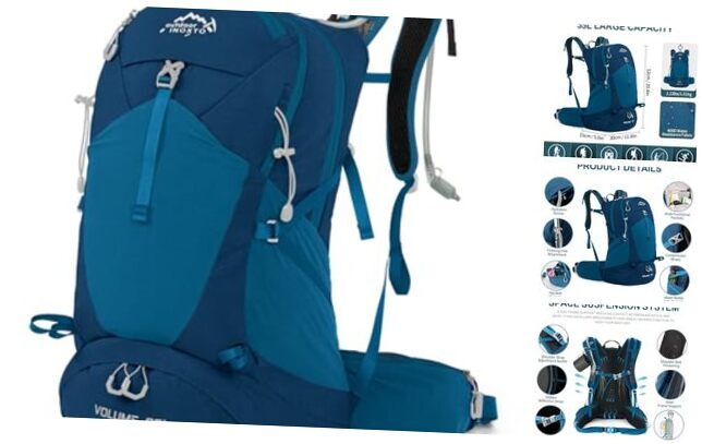 35L Waterproof Hiking Backpack with 3L Hydration Bladder in Blue-image