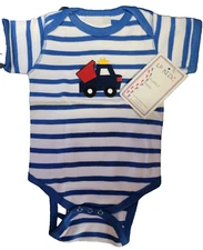 Two Feet Ahead Newborn Baby Striped Little Dump Truck Blue Size 6 Months New