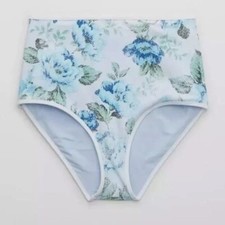 Aerie Floral High Waisted Blue Bikini Bottoms Size XXL NWT