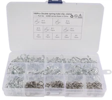 Car Fuel Line Petrol Pipe Fuel Hose Clamps Spring Double Wire Type 150Pcs/Set