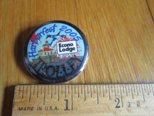Oswego NY Harborfest Button 2005 Trolley Econo Lodge Pin Pierhead Lighthouse - Imagen 2 de 4
