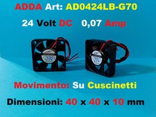 Ventola raffreddamento assiale incasso da pannello 24V DC 40x40x10mm Cuscinetti