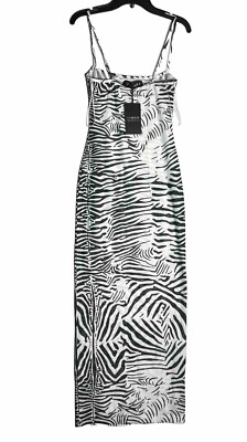 Lioness Zebra-Print Charmed Mesh Midi Dress | eBay