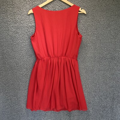 【送料&関税込】CourrA¨ges Beachwear In Red Polyamide BCX Dress Red Sleeveless Womens L Pleated Ladies Gathered