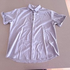 Men's Shirts Short Sleeve Casual Button Down Shirt Linen Blend XXL fits like XL