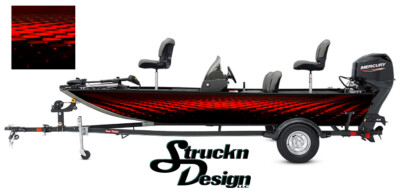 Fading Red Honeycomb Hexagon Black Fish Bass Boat Black Decal Wrap USA Vinyl