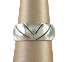 .925 Sterling Silver Statement Ring Band Mexico Matte Etched Tribal Unique sz 8