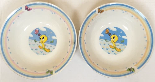 LOONEY TUNES - Tweetie Bird (Butterfly) 6 1/2" Ceramic Bowls, New (Set of 4)