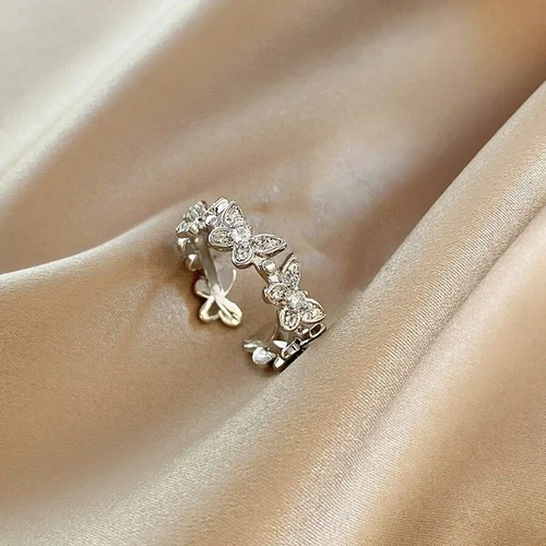 Lindo anillo ajustable de plata de ley 925 con mariposa de cristal para mujeres niñas regalos - Imagen 4 de 25