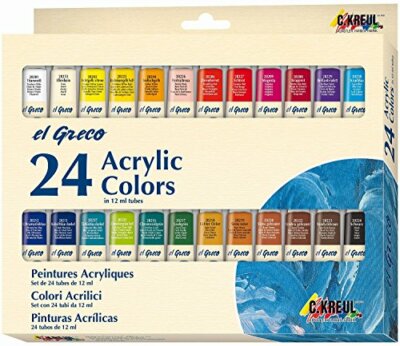 KREUL Acrylfarbe Malfarben Künstlerfarben el Greco Tuben deckend 12ml 24er-Set