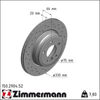 2X Zimmermann 150.2904.52 Bremsscheibe FüR BMW 3 4 F30 F80 F31 F34 F32 F82 F33