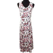Vintage 90s Floral Maxi Dress Sleeveless Cottage Grandma Button Up Friends Pink