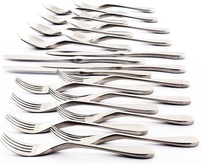 Knork Silverware Set - 20 Piece Matte Silver Cutlery set - Ergonomic Design