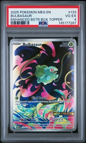 2025 POKEMON MEG EN-MEGA EVOLUTION ENHANCED BOOSTER BOX TOPPER BULBASAUR PSA 4