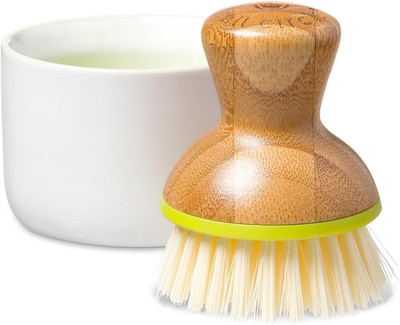 Bubble up Bamboo Dish Brush & Ceramic Soap Dispenser   Family Safe, Formaldehyde