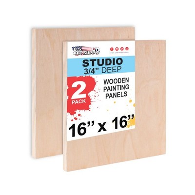 16'' x 16'' Studio 3/4'' Profile Depth Artist Wood Pouring Panel Boards Pack of 2