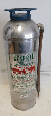 Vintage General Model IW 500 Water Type Fire Extinguisher  Quick Aid  Stainless