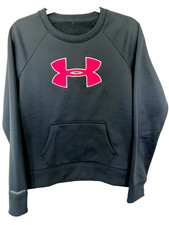 Under Armour Women s Storm Small Fleece Pullover Black w/Gray Red Logo