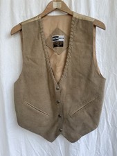 Vintage Leather Suede Vest Mens Sz M Rockabilly Folk Western Country 70s Cowboy