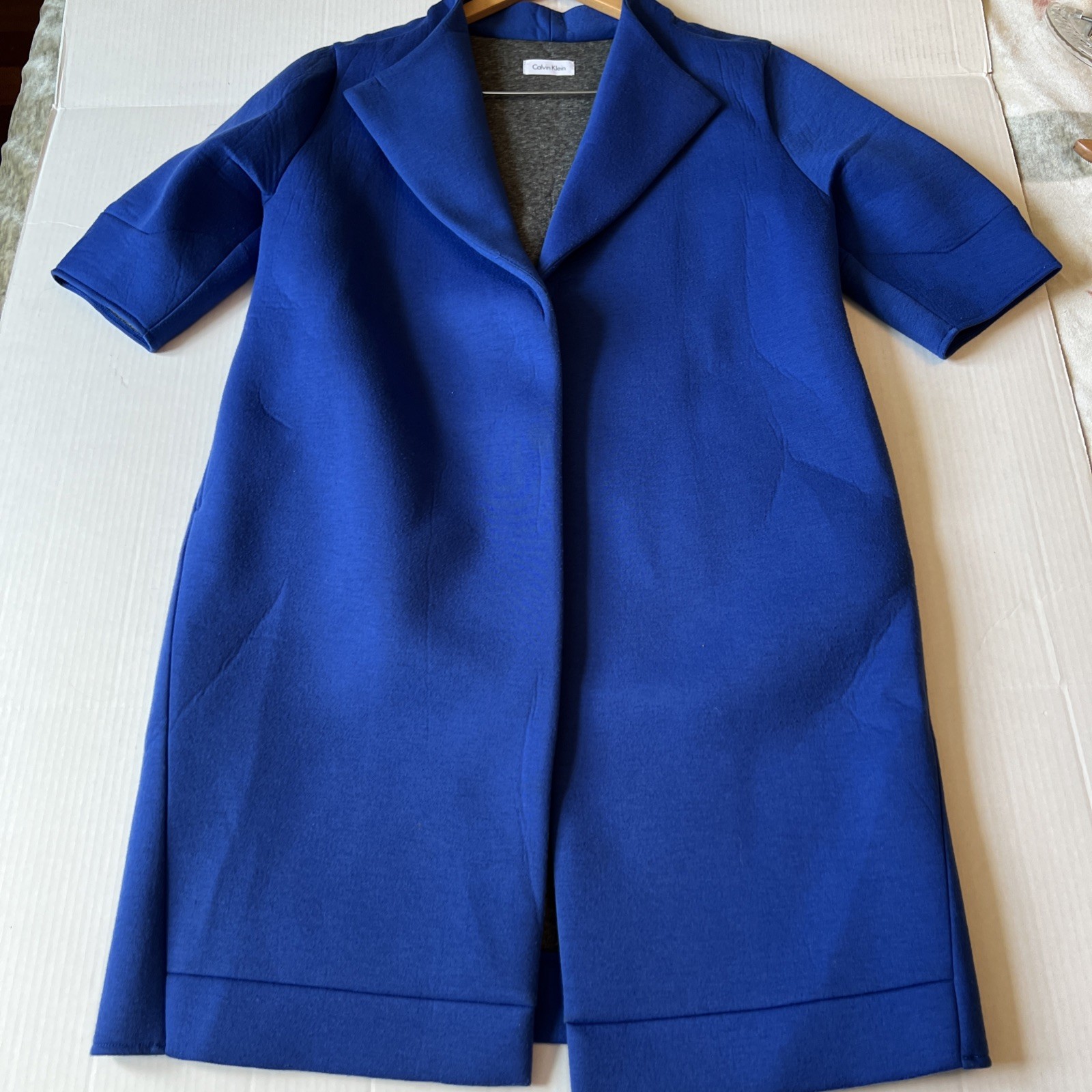 Calvin Klein M-L Neoprene Coat Royal  Blue 3/4 Sleeves/see Details thumbnail 3