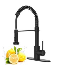 Black Kitchen Faucet with Pull Down Sprayer, High Arc Spring 304 Stainless St...