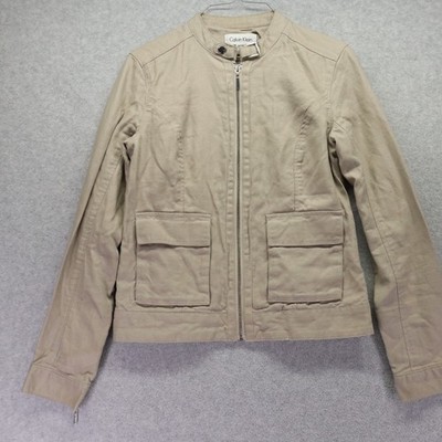 Calvin Klein Jacket Womens XS Utility Safari Flap Pocket Full Zip Casual Beige