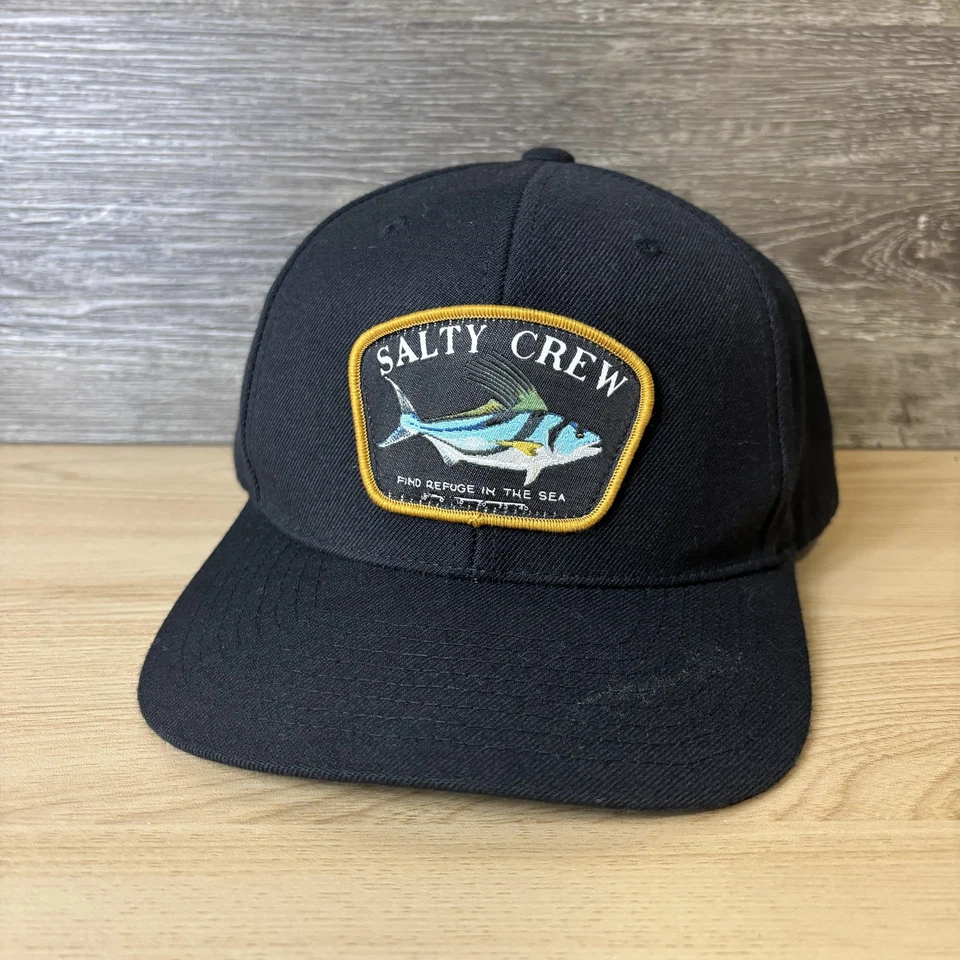 Salty Crew Hat Cap Snap Back Black Patch Embroidered Fishing Mens Surf Ocean - Image 4 of 4