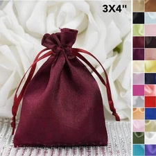 60 pcs 3x4 inch SATIN Drawstring FAVOR BAGS - Wedding Gift Pouches Packaging