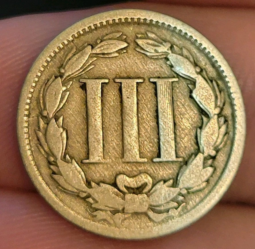 1865 Coronet Head Nickel 3 Cent Piece | Very Fine Nice Coin! | Original  - Image 4 of 4