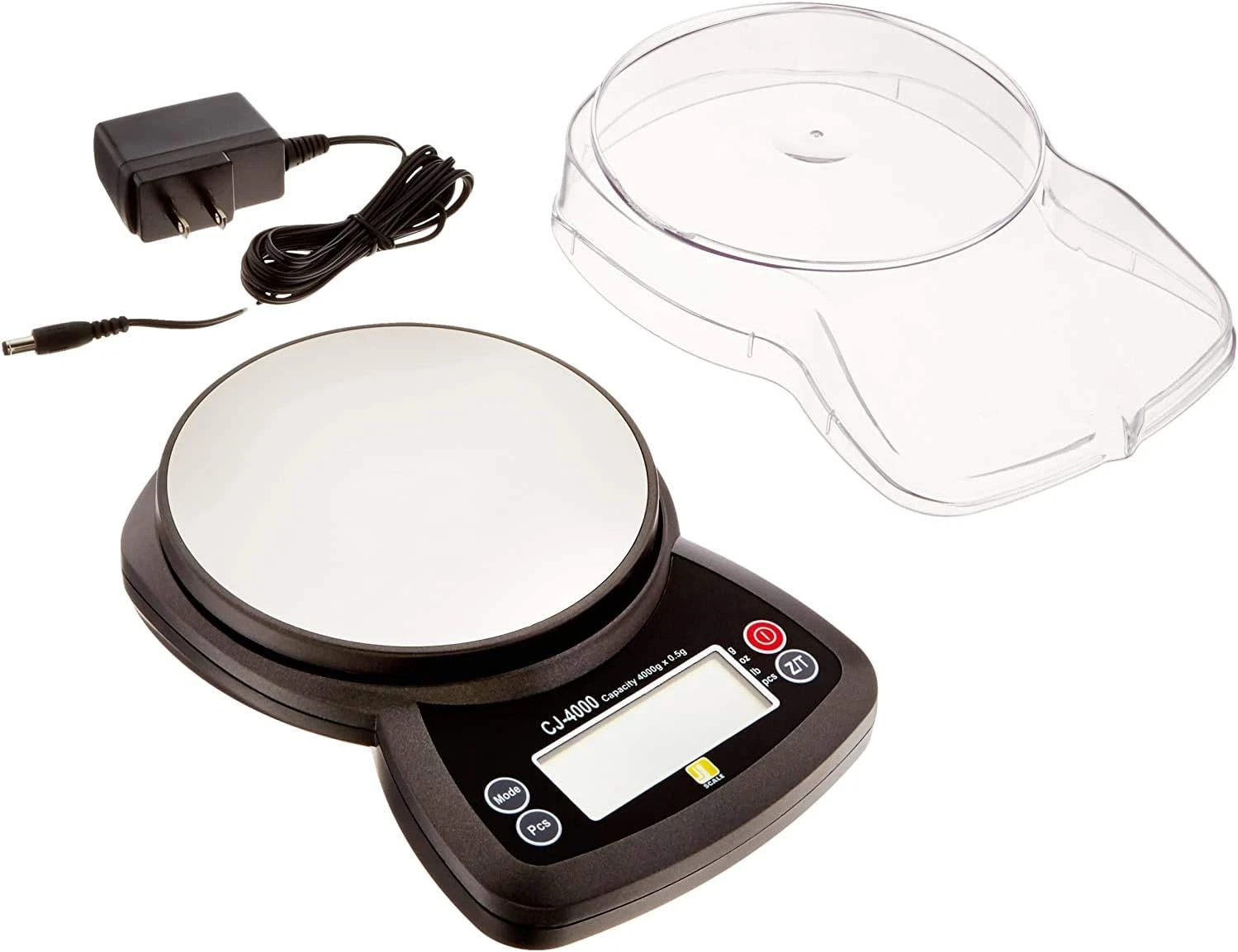 CJ-4000 Compact Digital Weigh Scale 4000G X 0.5G PCS Jscale Black AC Adapter