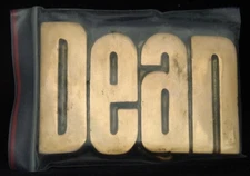 LF20115 *NOS* VINTAGE 1970s/80s CUT-OUT NAME ***DEAN*** SOLID BRASS BUCKLE