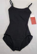 Capezio Strappy Back Camisole Leotard Black Scoop Front Criss-cross Back SZ XSA