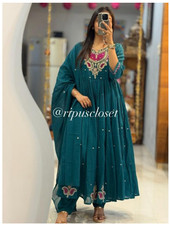 Pure Cotton Anarkali Kurti Pant Dupatta Set Indian Wedding Wear Tunic Kurta Set