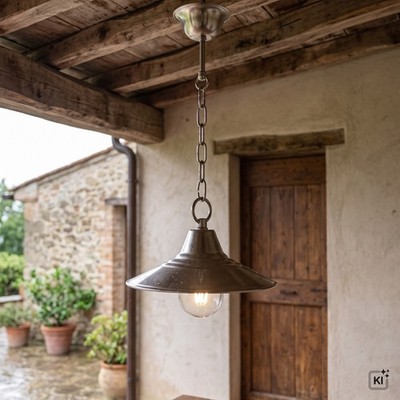 Messing Hängelampe in Nickel Ø26cm E27 verstellbar ANGELOS Küche Esstisch Lampe