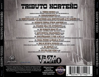VIZZIO TRIBUTO NORTEÑO NEW CD