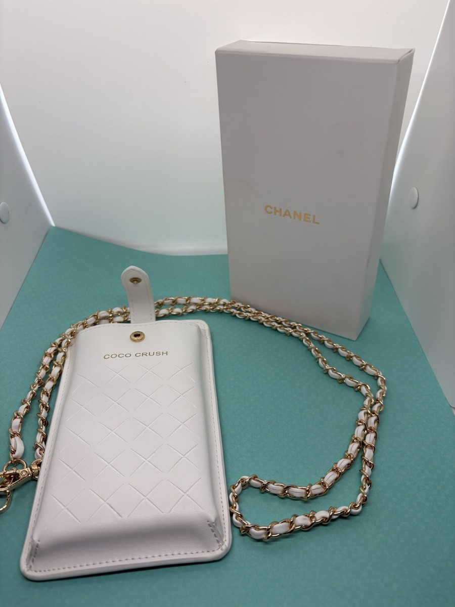 Auth Coco Crush Limited Edition White Leather Smartphone Crossbody Bag