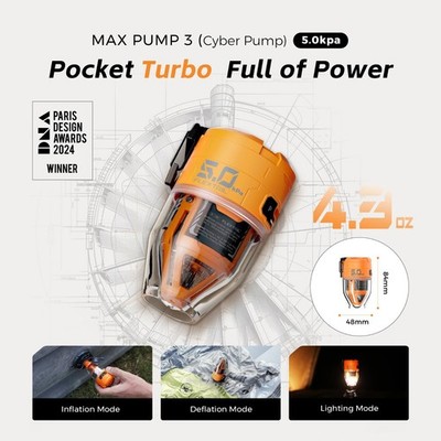 FLEXTAIL MAX Pump 3 Portable Electric Air Pump Camping Inflator with Light